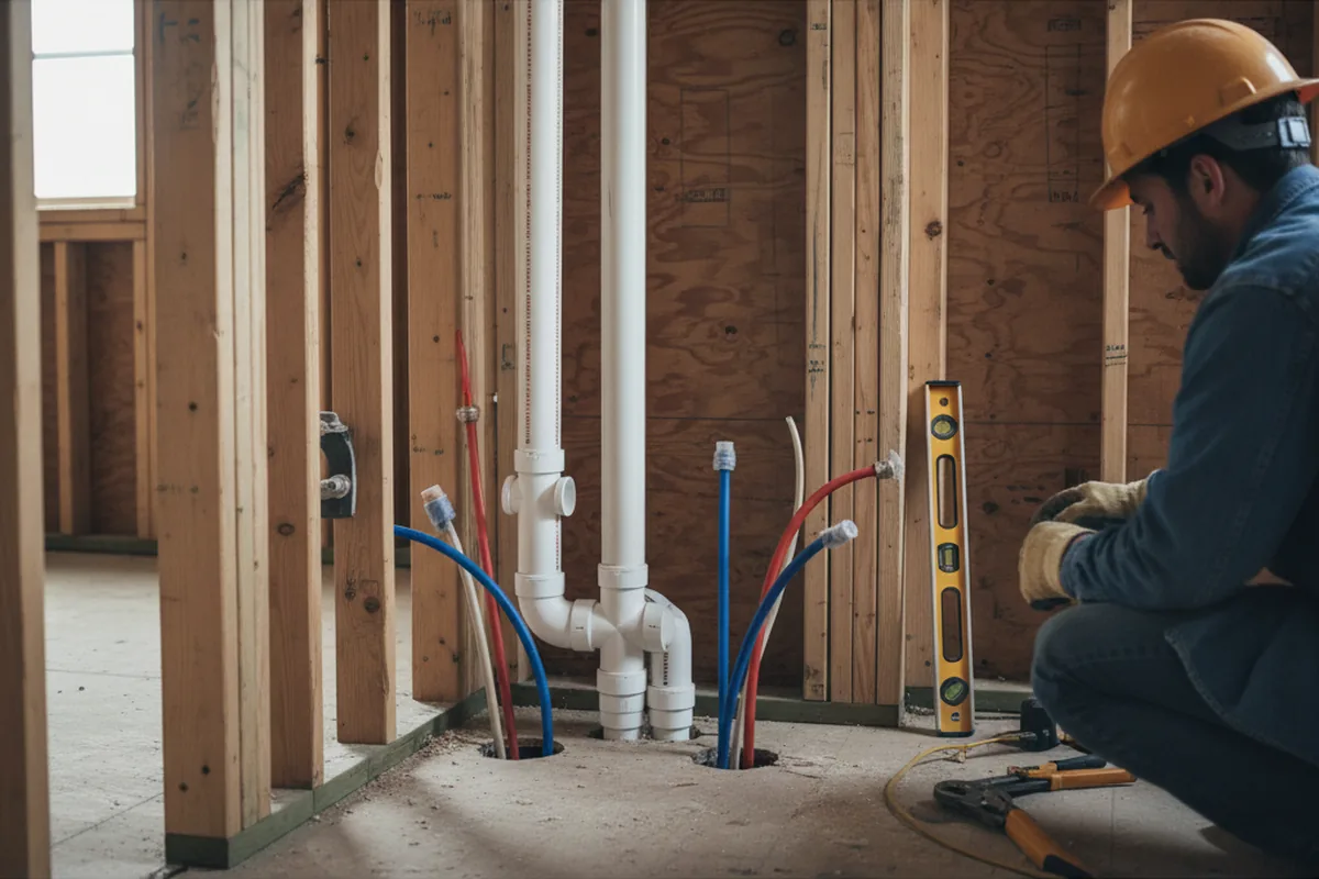 Drain and supply rough-in during Drain Cleaning in Joanna