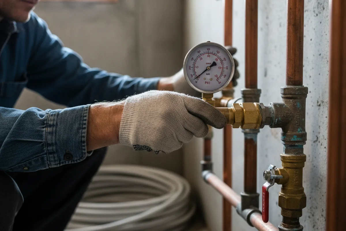Pressure testing a repaired line during Water Line Repair in Joanna